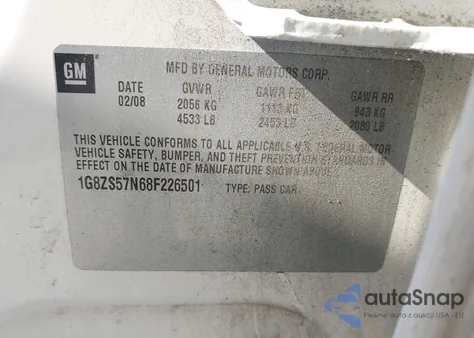 2008 Saturn Aura Xe from USA, damaged, VIN 1G8ZS57N68F226501